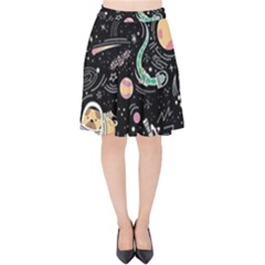 Animals Galaxy Space Velvet High Waist Skirt by Pakjumat