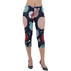 Space Galaxy Pattern Lightweight Velour Capri Leggings  by Pakjumat