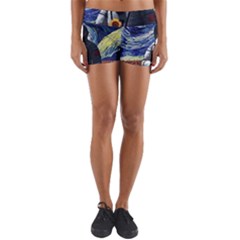 Starry Surreal Psychedelic Astronaut Space Yoga Shorts by Pakjumat