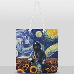 Starry Surreal Psychedelic Astronaut Space Full Print Rope Handle Tote (large) by Pakjumat