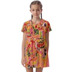 Fantasy Psychedelic Surrealism Trippy Kids  Asymmetric Collar Dress by Modalart