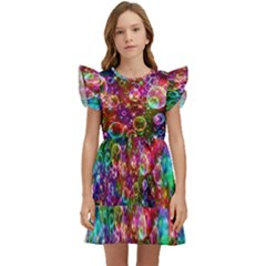 Psychedelic Bubbles Abstract Kids  Winged Sleeve Dress by Modalart