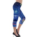 Psychedelic Mushrooms Psicodelia Dream Blue Lightweight Velour Capri Leggings  View4