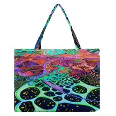 Psychedelic Blacklight Drawing Shapes Art Zipper Medium Tote Bag by Modalart