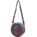 Hippie Peace Sign Psychedelic Trippy Crossbody Circle Bag View1