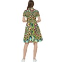 Colorful Psychedelic Fractal Trippy Short Sleeve Waist Detail Dress View2