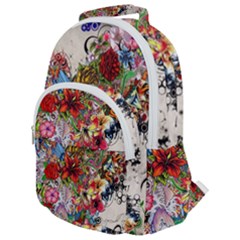 Valentine s Day Heart Artistic Psychedelic Rounded Multi Pocket Backpack by Modalart