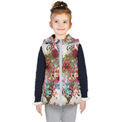 Valentine s Day Heart Artistic Psychedelic Kids  Hooded Puffer Vest by Modalart