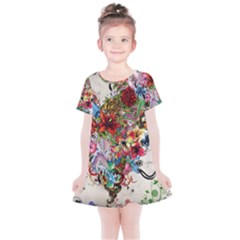 Valentine s Day Heart Artistic Psychedelic Kids  Simple Cotton Dress by Modalart