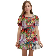 Valentine s Day Heart Artistic Psychedelic Kids  Short Sleeve Dolly Dress by Modalart