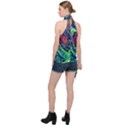 Color Colorful Geoglyser Abstract Holographic Halter Asymmetric Satin Top View2