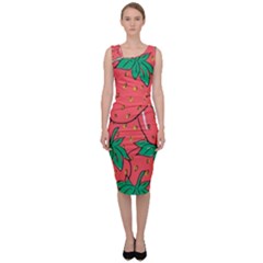 Texture Sweet Strawberry Dessert Food Summer Pattern Sleeveless Pencil Dress by Sarkoni