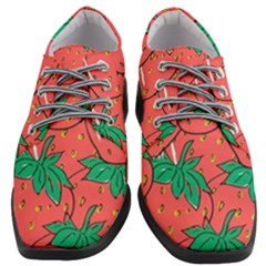 Texture Sweet Strawberry Dessert Food Summer Pattern Women Heeled Oxford Shoes by Sarkoni