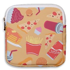 Fast Junk Food  Pizza Burger Cool Soda Pattern Mini Square Pouch by Sarkoni