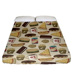 Junk Food Hipster Pattern Fitted Sheet (queen Size) by Sarkoni