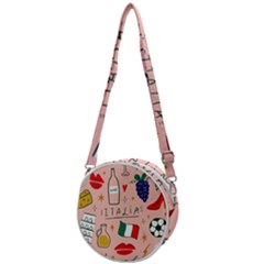 Food Pattern Italia Crossbody Circle Bag by Sarkoni