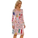 Food Pattern Italia Long Sleeve Dress With Pocket View3