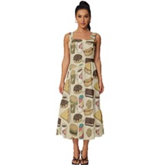 Junk Food Hipster Pattern Square Neckline Tiered Midi Dress by Sarkoni