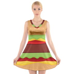 Cake Cute Burger V-neck Sleeveless Dress by Dutashop