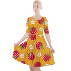 Strawberry Quarter Sleeve A-line Dress by Dutashop