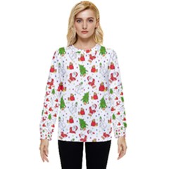 Christmas Santa Pattern Tree Hidden Pocket Sweatshirt by Sarkoni