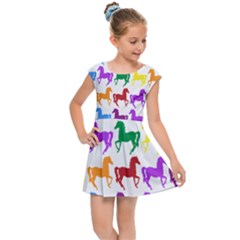 Colorful Horse Background Wallpaper Kids  Cap Sleeve Dress by Amaryn4rt