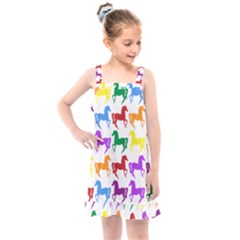 Colorful Horse Background Wallpaper Kids  Overall Dress by Amaryn4rt