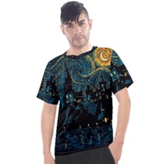 Castle Starry Night Van Gogh Parody Men s Sport Top by Sarkoni