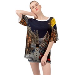 Christmas Landscape Oversized Chiffon Top by Sarkoni