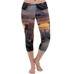 River Buildings City Urban Capri Yoga Leggings by Sarkoni