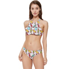 Seamless Pixel Art Pattern Banded Triangle Bikini Set by Amaryn4rt