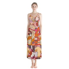 Abstract Abstraction Pattern Moder Button Up Chiffon Maxi Dress by Amaryn4rt