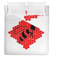 Bee Logo Honeycomb Red Wasp Honey Duvet Cover Double Side (queen Size) by Amaryn4rt