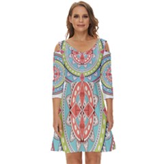 Drawing Mandala Art Shoulder Cut Out Zip Up Dress by Amaryn4rt