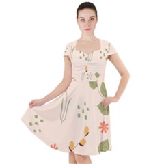 Spring Art Floral Pattern Design Cap Sleeve Midi Dress by Sarkoni