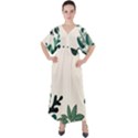 Leaves Plants Foliage Border V-Neck Boho Style Maxi Dress View1