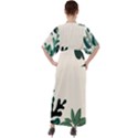 Leaves Plants Foliage Border V-Neck Boho Style Maxi Dress View2