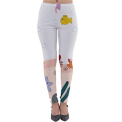 Cartoon Marine Life Marine Drawing Lightweight Velour Leggings by Sarkoni