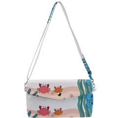 Cartoon Marine Life Marine Drawing Removable Strap Clutch Bag by Sarkoni