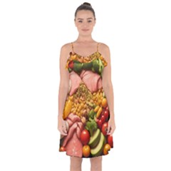 Fruit Snack Diet Bio Food Healthy Ruffle Detail Chiffon Dress by Sarkoni