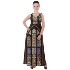 Stained Glass Window Old Antique Empire Waist Velour Maxi Dress by Sarkoni