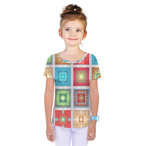 Tiles Pattern Background Colorful Kids  One Piece T-shirt by Amaryn4rt