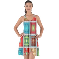 Tiles Pattern Background Colorful Show Some Back Chiffon Dress by Amaryn4rt