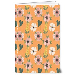 Flower Orange Pattern Floral 8  X 10  Softcover Notebook by Dutashop