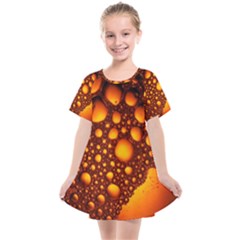 Bubbles Abstract Art Gold Golden Kids  Smock Dress by Dutashop