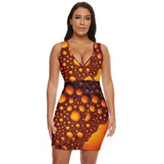 Bubbles Abstract Art Gold Golden Draped Bodycon Dress by Dutashop