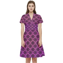 Pattern Texture Geometric Patterns Purple Short Sleeve Waist Detail Dress by Dutashop