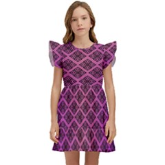 Pattern Texture Geometric Patterns Purple Kids  Winged Sleeve Dress by Dutashop