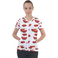 Summer Watermelon Pattern Short Sleeve Zip Up Jacket by Dutashop