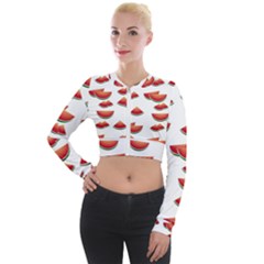 Summer Watermelon Pattern Long Sleeve Cropped Velvet Jacket by Dutashop